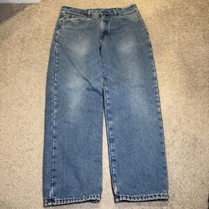 LL L.L. Bean Mens Double L Blue‎ Jeans Fleece Lined 100% Cotton 36W 32L